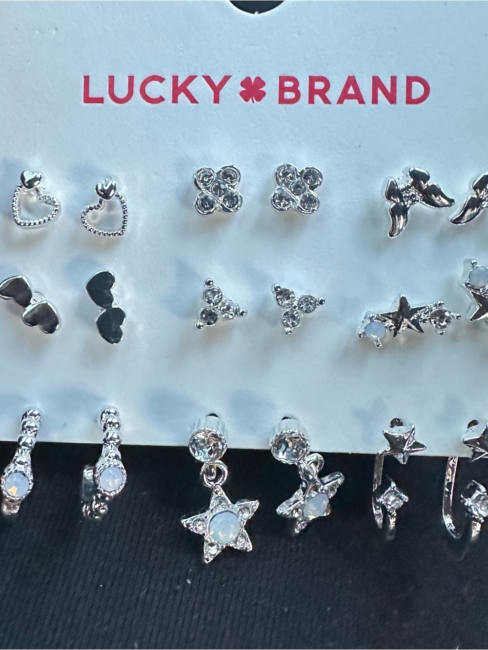 Lucky Brand Silver-Tone Mixed Stud & Dangle Earring Set in Silver